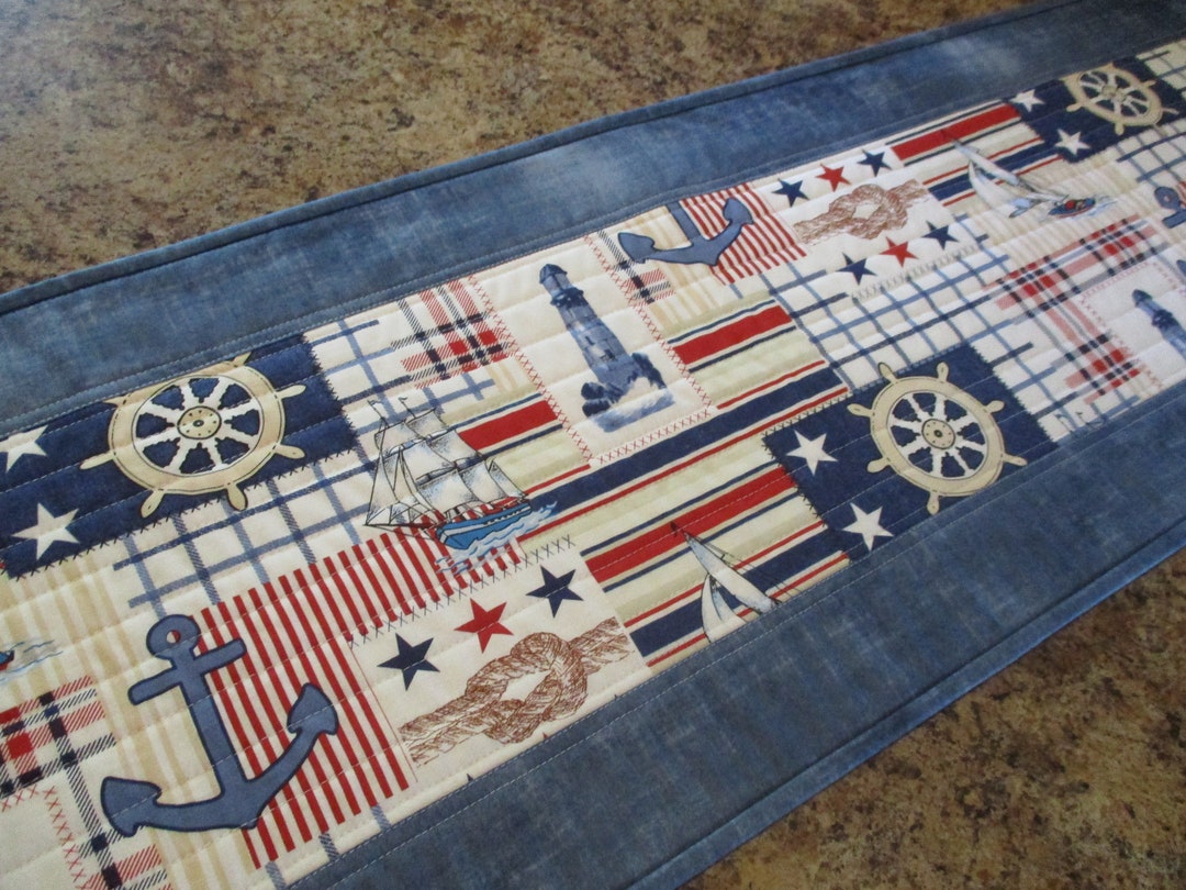 Quilted Runner Nautical Runner Sailboat Runner Lighthouse Runner