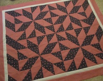 unfinished quilt top modern quilt top floral LeMoyne star quilt top patchwork quilt top handmade quilt top lap quilt top