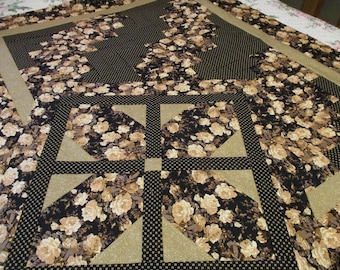 Conjunto de edredón y cubrecama sin terminar, edredón de cabaña de troncos, edredón hecho a mano, edredón de regazo