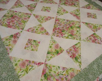 Colcha inacabada, colcha moderna, colcha floral, colcha de bebé, colcha de retazos, colcha hecha a mano, colcha de regazo