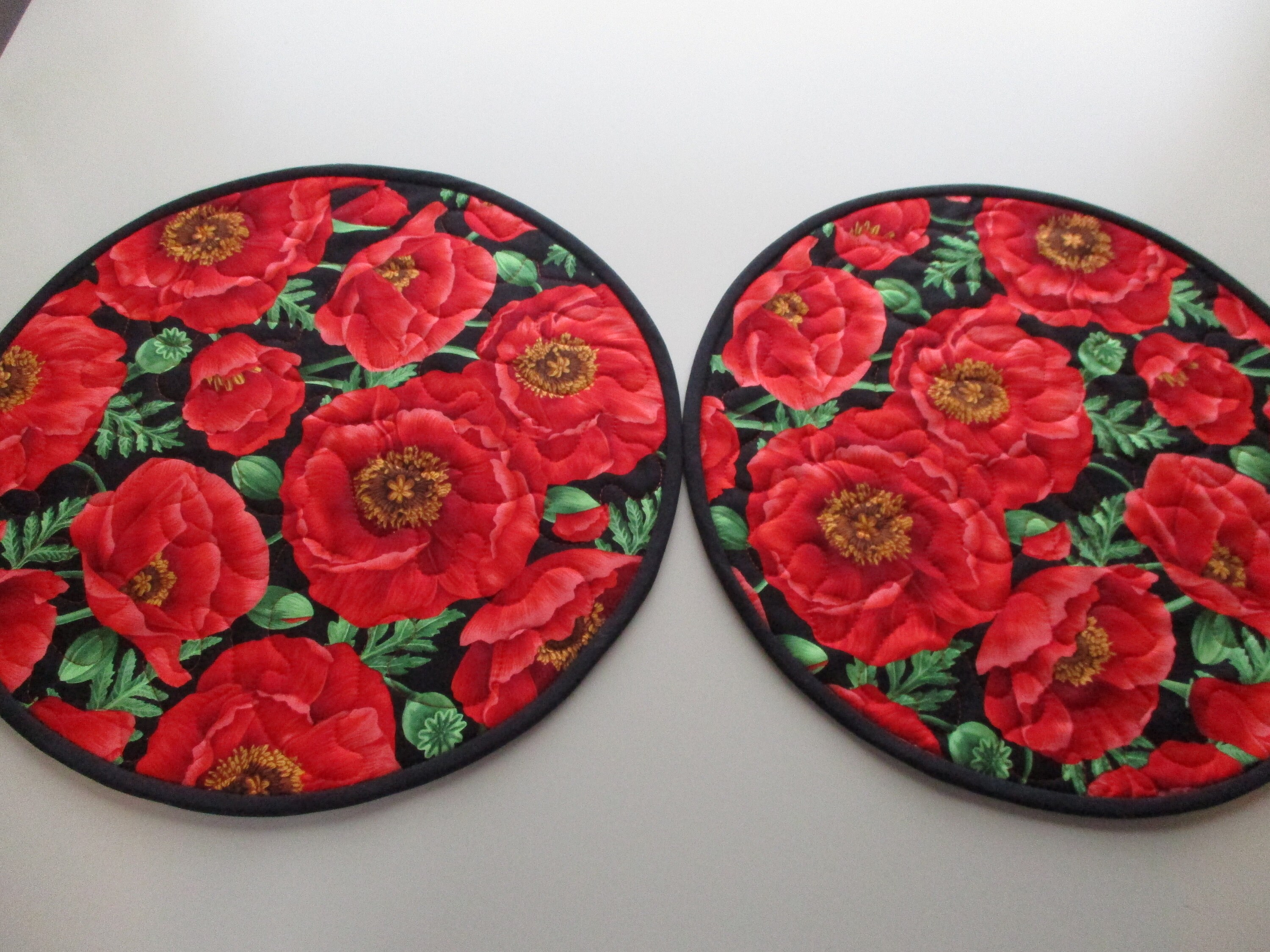 Quilted placemats floral placemats poppy placemats red poppy Etsy