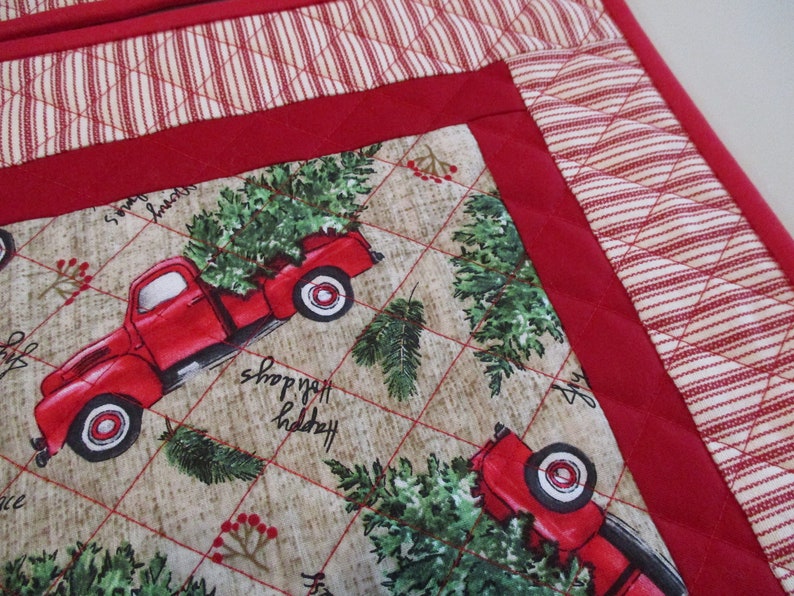Quilted placemats farmhouse placemats red truck placemats Etsy