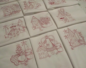 Bloques de colcha, colcha bordada, bloques de colcha con bordado rojo, cuadrados de colcha, bloques de colcha primitivos, bloques de colcha con bordado rojo, 12 bloques de colcha