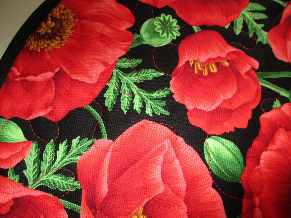 Quilted placemats floral placemats poppy placemats red poppy Etsy