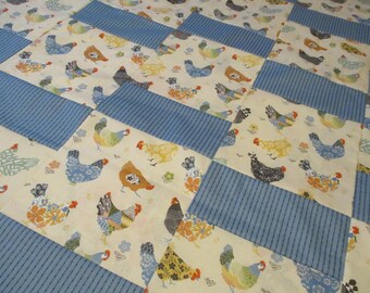 Edredón de retazos de pollo calicó, 47 x 53 pulgadas