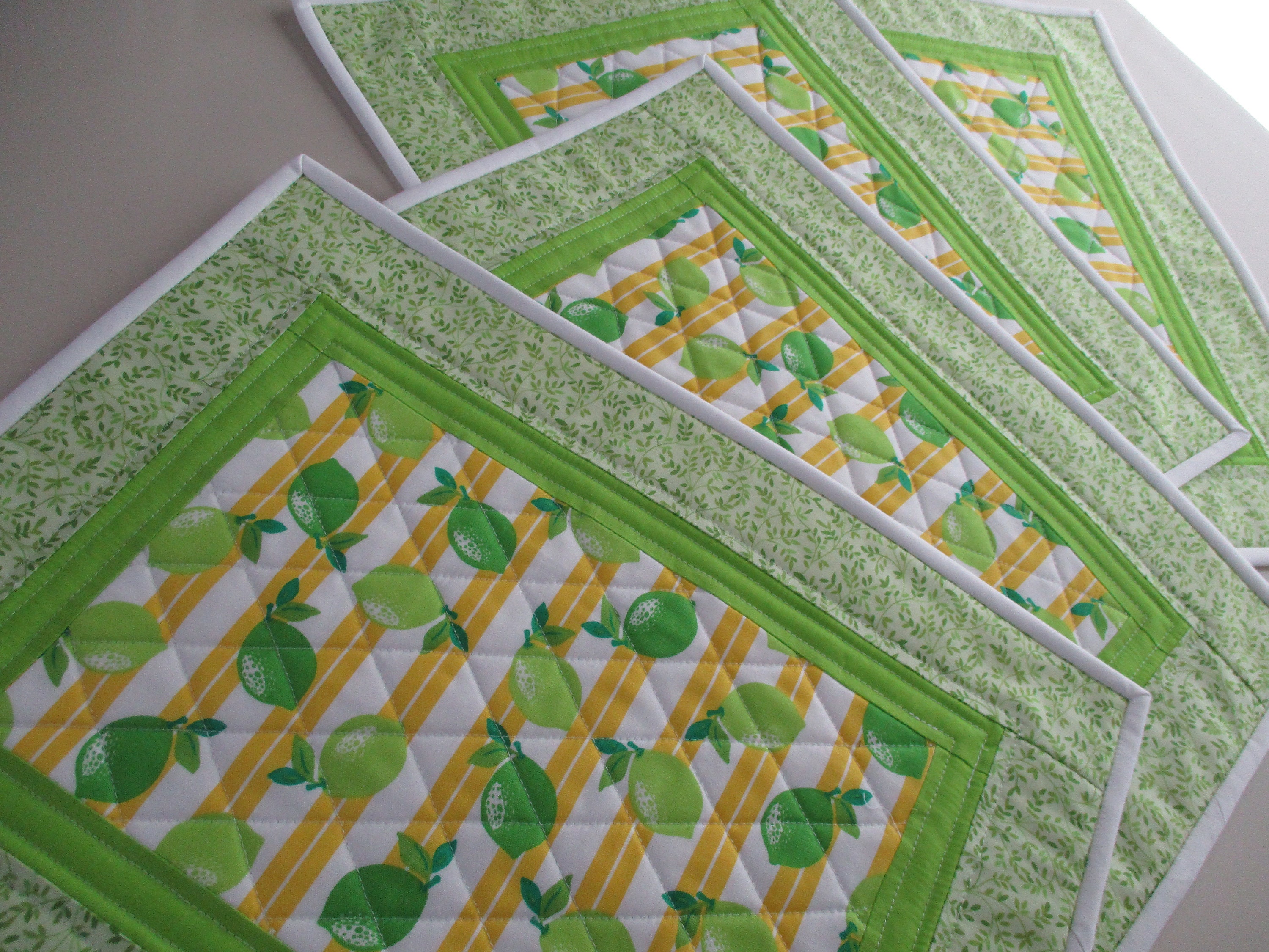 Quilted placemats fruit placemats lime placemats green Etsy