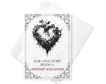 Dark Romance 5x7 Valentine or Anniversary Card, Content Warning Gothic Greeting Card