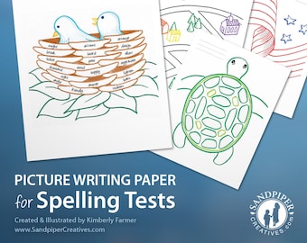 20 feuilles d'écriture d'images pour les tests d'orthographe