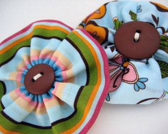 2 Fabric Rosette Pins