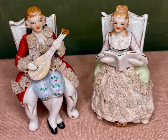 Vintage Miniature Victorian Couple - Made of Porcelain With Real Lace - Etsy Israel Vintage Miniature Victorian Couple - Made of Porcelain With Real Lace - Etsy Israel