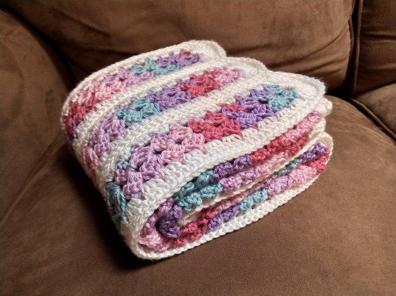 Confetti Shell Crochet Baby Blanket Ready to Ship
