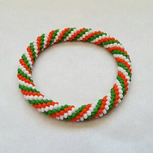 Irish Spiral Seed Bead Crochet Bangle - Ready to Ship