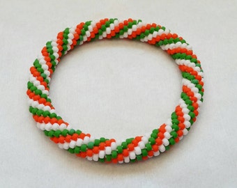 Irish Spiral Seed Bead Crochet Bangle - Ready to Ship