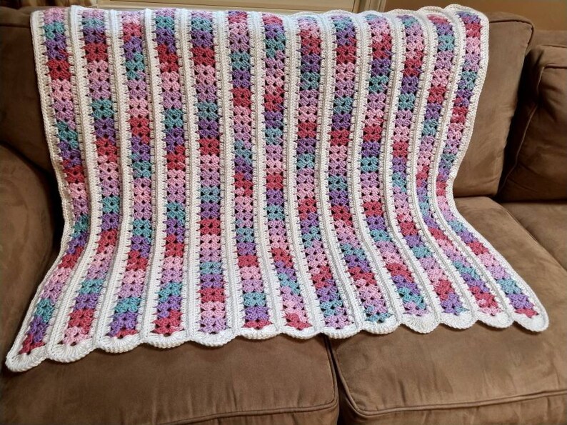 Confetti Shell Crochet Baby Blanket Ready to Ship