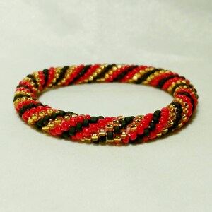Asian Delight Spiral Seed Bead Crochet Bangle - Ready to Ship