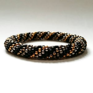 Metallics Spiral Seed Bead Crochet Bangle - Ready to Ship