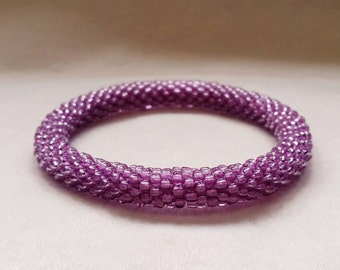 Light Purple Seed Bead Crochet Bangle - Ready to Ship