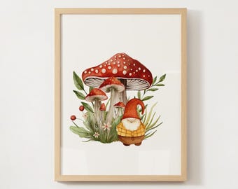 Mushroom Nursery Art Print: Woodland Kids Room Decor (Digital Download)