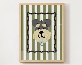 Funky Schnauzer Print: Kids Room Decor, Dog Lover Gift (Digital Download)