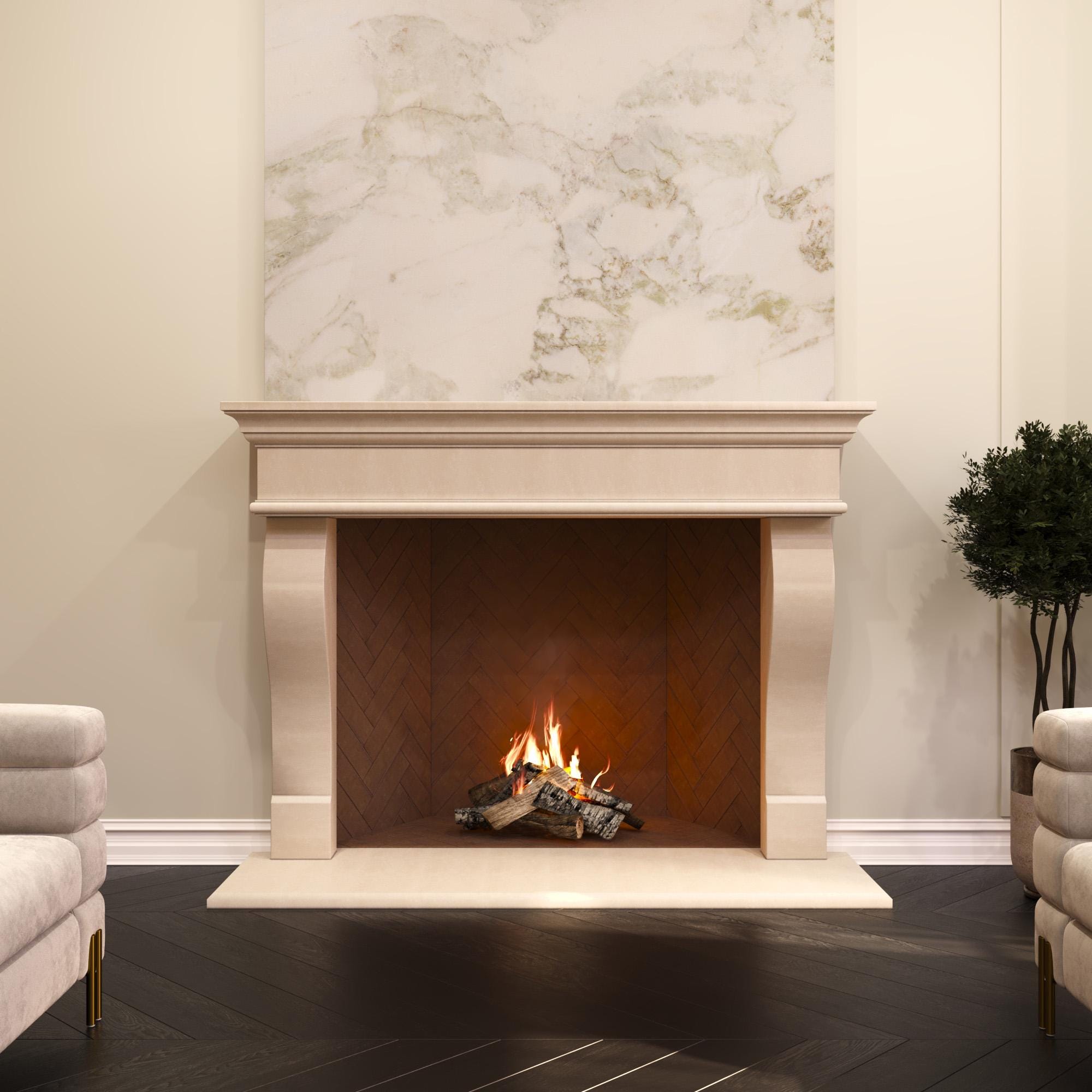 Precast Surround Lina Precast Surround -modern Cast Stone Fireplace Mantel: Made in USA ...