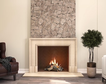 Cyprus Handmade Cast Stone Fireplace Surround: Modern Precast Mantel