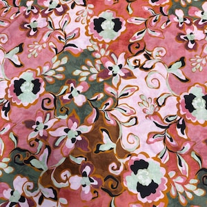 Floral blush Rayon Challis Fabric: Lightweight Woven, 58" Wide Sold by the yard