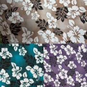 Hawaiian Hibiscus Floral Poly-Cotton Fabric – 60" Wide Tropical Print by Yard