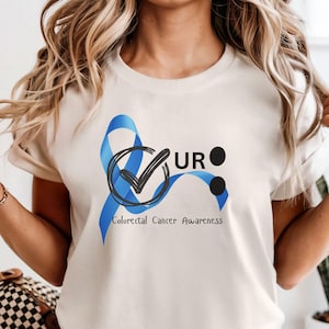 Colon Cancer Awareness Tee: Check UR Colon, Blue Ribbon Support
