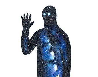 Milky Way Space Creature, Celestial Art Print, 8 x 10