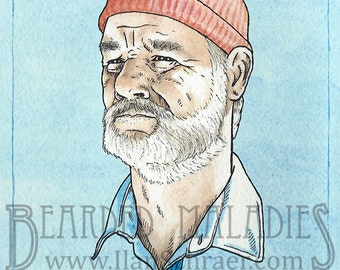 Bill Murray Zissou Greeting Card, Blank inside