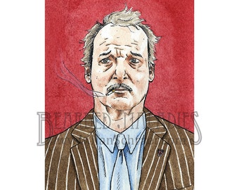 Bill Murray as Herman Blume, Rushmore, Watercolor, art Print, 8"x10", Wes Anderson, illustration, twee