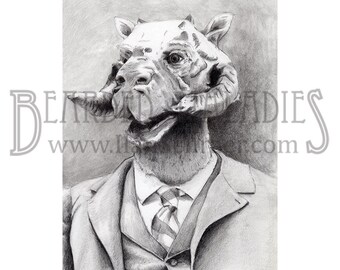 Star Wars Art, Tauntaun, Empire Strikes Back, "Portrait of a Fancy Tauntaun", 8"x10" Print