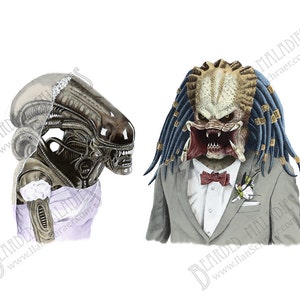 Alien LOVES Predator Art Print,  8&quot; x 10&quot;