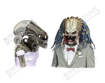 Alien LOVES Predator Art Print,  8" x 10"