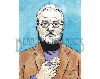 Bill Murray as Raleigh St. Clair, Royal Tenenbaums Watercolor Print 8"x10", Wes Anderson