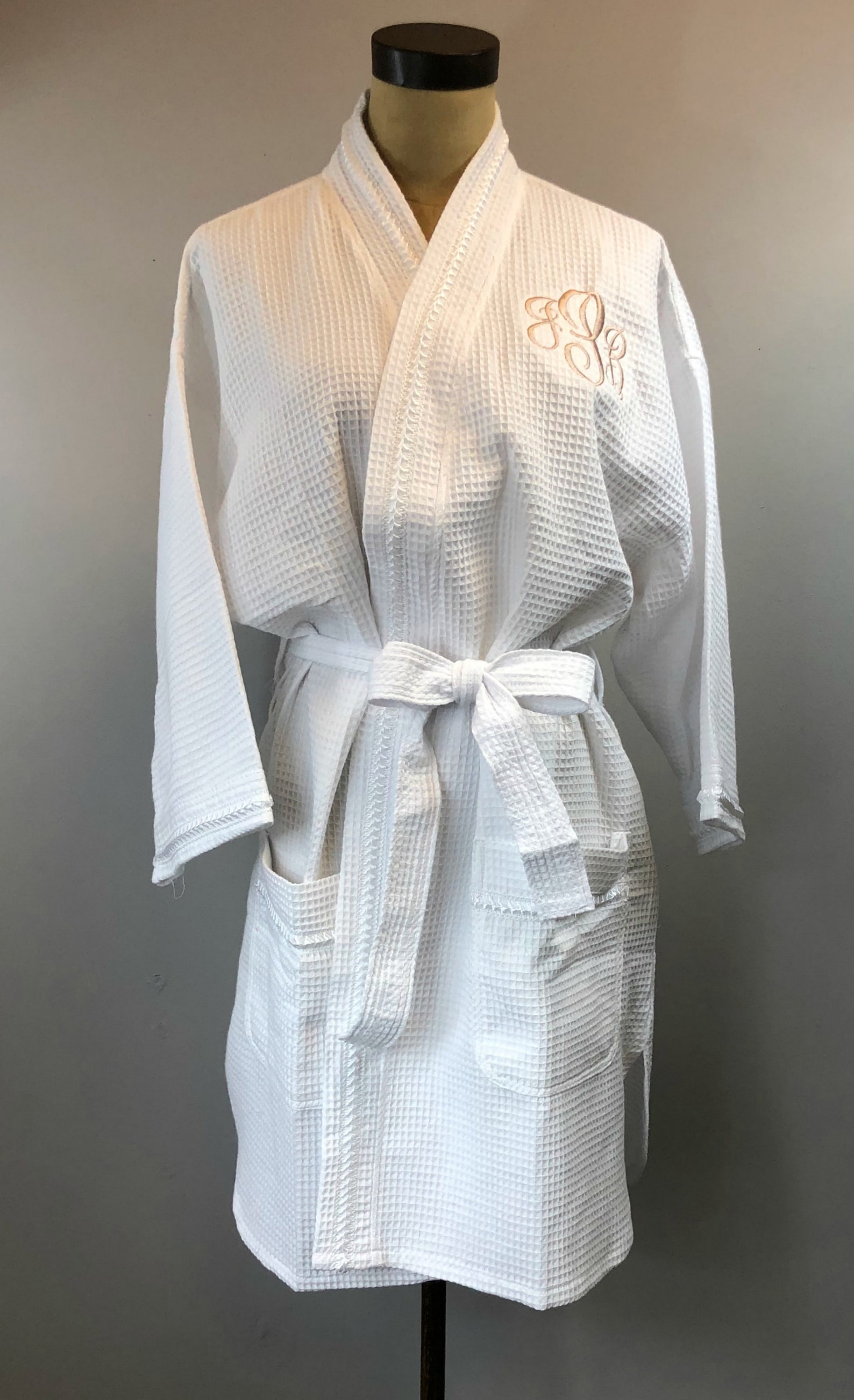 Waffle Weave Short Robe in White Etsy