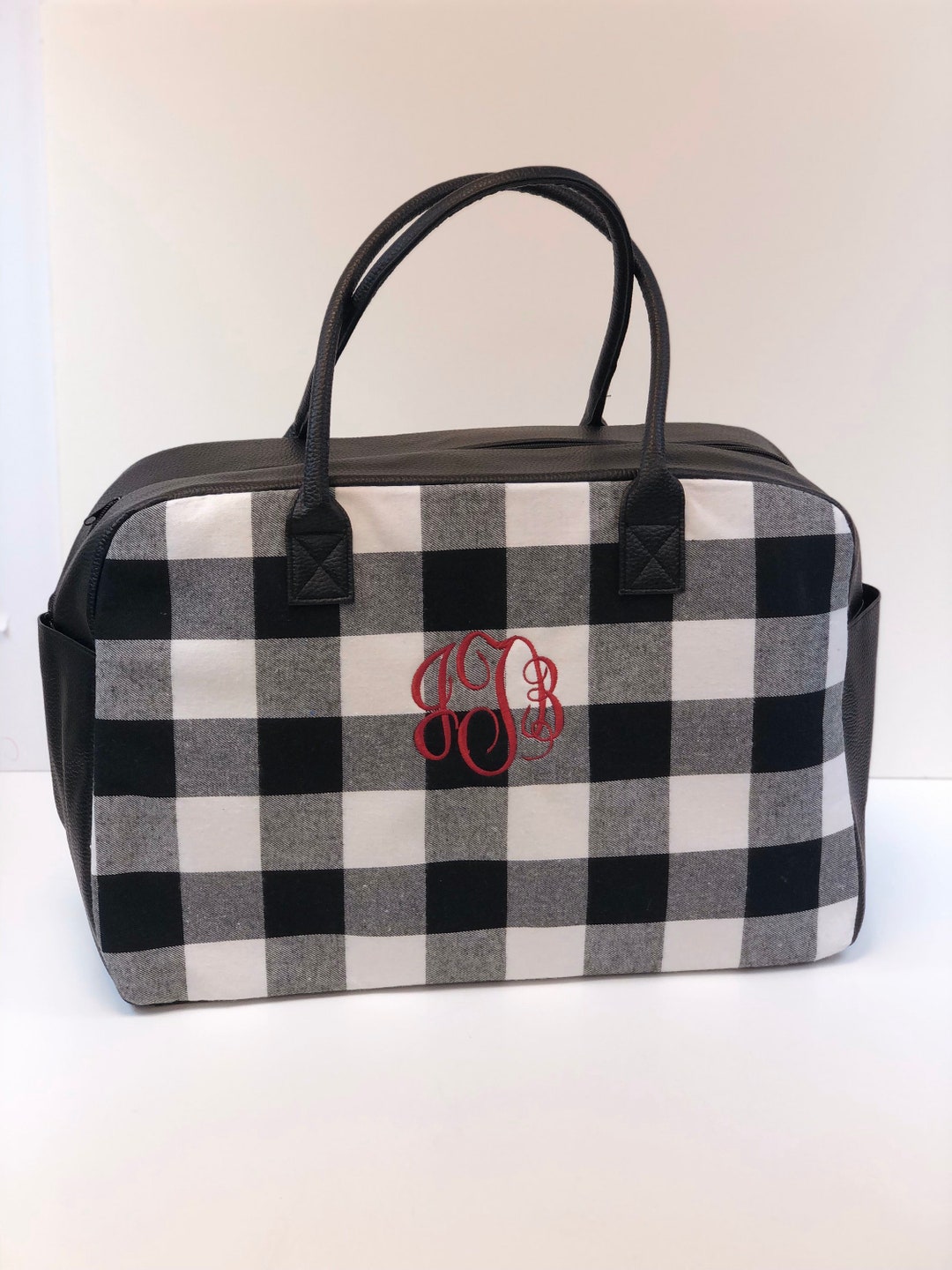 buffalo check weekender bag