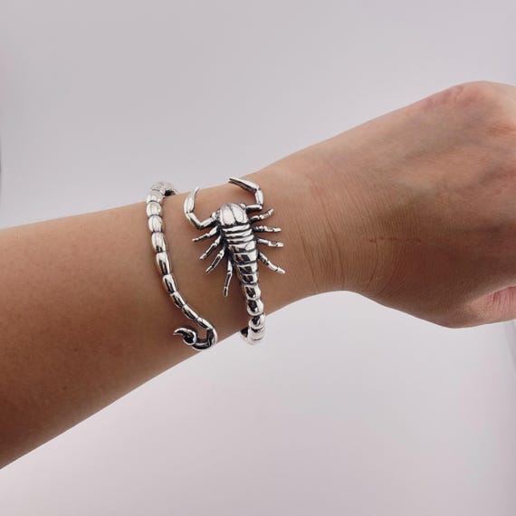 ハンドメイド925スターリングシルバースコーピオンカフブレスレット