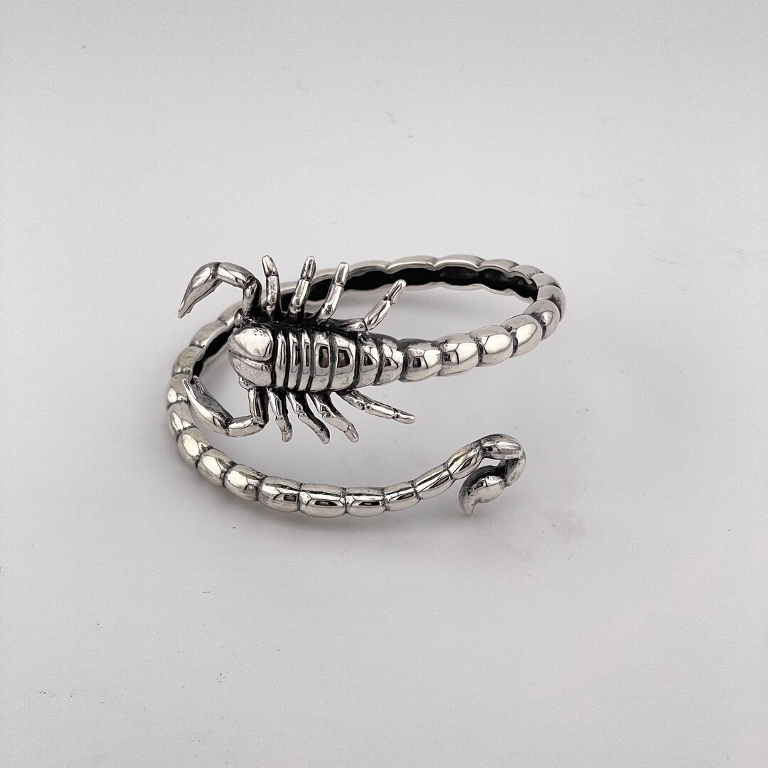 ハンドメイド925スターリングシルバースコーピオンカフブレスレット