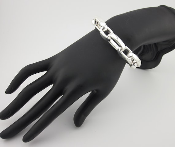 Oversize 925 Sterling Silver Chain Link Bracelet – Modern Statement, Mirror high polished Jewelry
