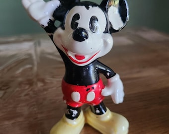 Vintage 5in Walt Disney Productions Mickey Mouse Ceramic Figurine Japan c1970s