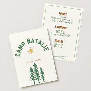 Camp Bachelorette Itinerary Template | Editable Bridal Party Weekend Schedule | Canva Itinerary for Bachelorette Trip