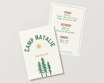 Camp Bachelorette Itinerary Template | Editable Bridal Party Weekend Schedule | Canva Itinerary for Bachelorette Trip