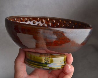 Shaving Bowl Made To Order Leather Brown Dottie Porcelain Shaving Bowl by Symmetrical Pottery