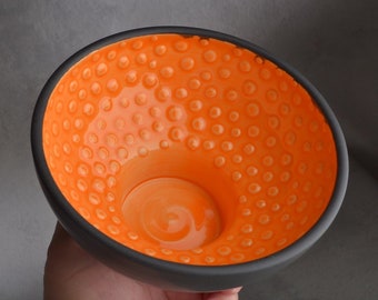 Shaving Bowl Made To Order Black and Orange Dottie Shaving Bowl by Symmetrical Pottery