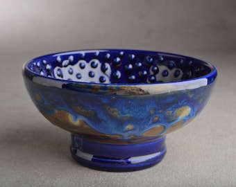 Shaving Bowl Made To Order Dark Blue Starry Night Dottie Shaving Bowl by Symmetrical Pottery