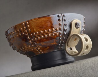 Shaving Bowl Made To Order Rust Brown Soap Recess Sheet Metal Shaving Lather Bowl by Symmetrical Pottery