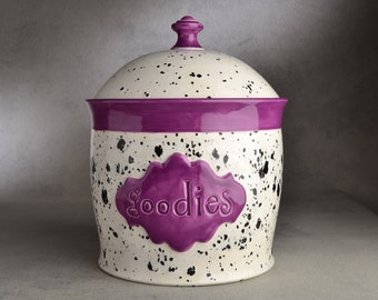 Treat Jar Ready To Ship "Goodies" Large Treat Jar by Symmetrical Pottery