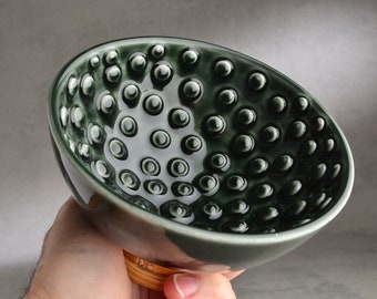 Shaving Bowl Made To Order Deep Forest Green Dottie Shaving Bowl by Symmetrical Pottery