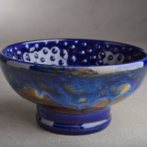 Bol de rasage fait sur commande Bleu foncé Starry Night Dottie Bol de rasage par Symetrical Pottery image 1